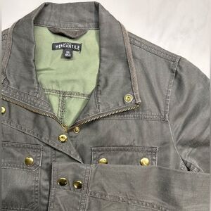 J. Crew Mercantile Field Jacket with Brass Zip and Snaps, Army Green, Women's XS
